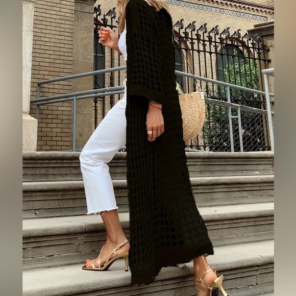Long Black Coverup Cardigan - Picture 2 of 2